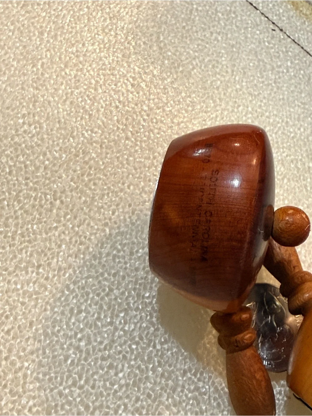 Vintage 1970 SC Tricentennial Carved Wooden Salt & Pepper Set in Warm Brown